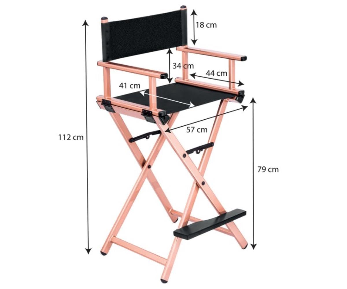 Make up Stuhl Klappbarer Visagistenstuhl für Kosmetikstudio und Mobile Makeup Artists Leicht Stabil Ergonomisch Faltbar für Einfachen Transport und Platzsparend - Gold