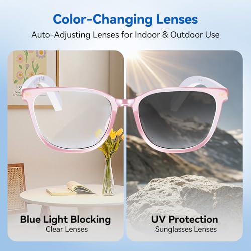 Image of AI Smart Glasses for Men & Women - Powered by ChatGPT, Real-Time Translation, Bluetooth Glasses with Photochromic Lens, Music & Hands-Free Calling, UV & Blue Light Protection, Thin Temples