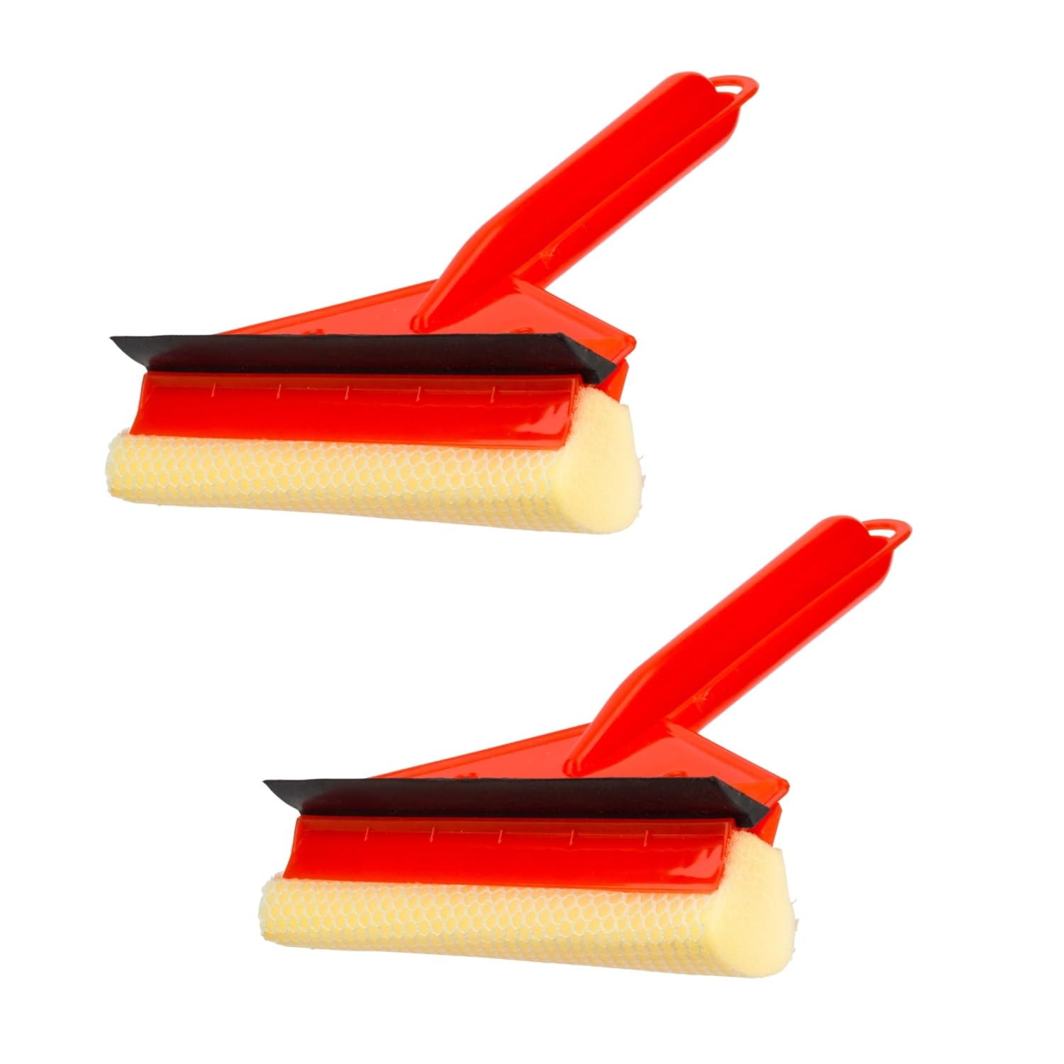 Homeshopa.com Red Homeshopa 2Pk 2 In 1Double Sided Window Cleaning Squeegee With Rubber Blade & Foam Sponge, Compact Glass Window Wiper, Multipurpose Cleaning Tool, Scrubber For Car, Home, Glass, Shower Doors