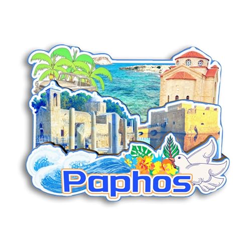 Quwsne Imán para nevera, Paphos, Chipre, imán para nevera, recuerdos de viaje, regalos turísticos, monumentos clásicos 3D, hechos a mano, decoración del hogar 2022