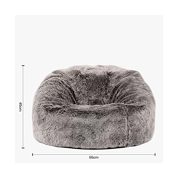 icon Childrens Faux Fur Bean Bag Chair - Large, 65cm x 45cm, Luxurious Furry Living Room Kids Bean Bags - Image 9