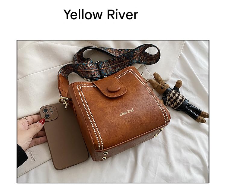 Image of Women PU Retro bucket Handbag | Shoulder Bag | Messenger Bag (Dark Brown)