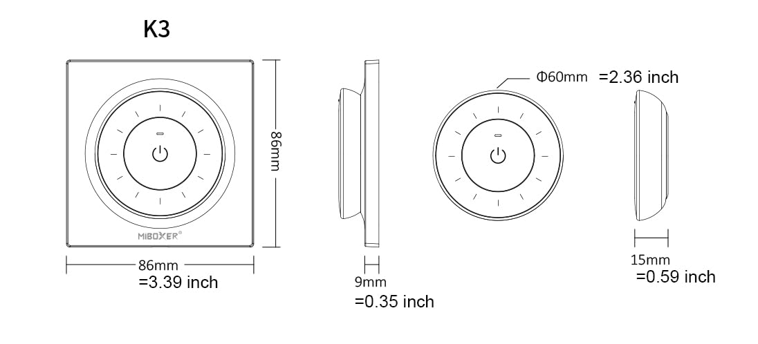 LGIDTECH K3 Miboxer CCT - Mando a distancia de rueda giratoria con temperatura de color, batería no incluida (blanco)