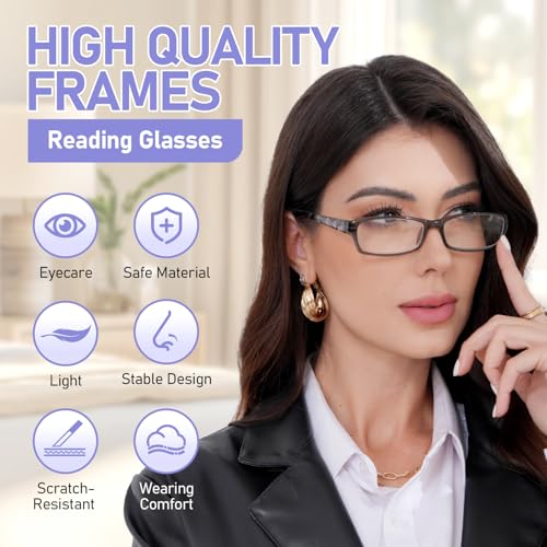 Image of Kerecsen Reading Glasses 5 Pairs Fashion Ladies Readers Spring Hinge with Pattern Print Eyeglasses for Women (Multicolor, 2.5)