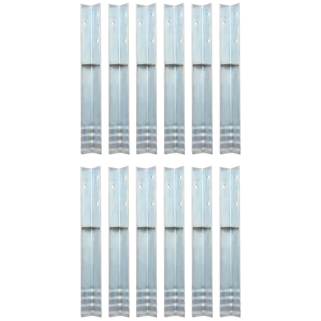 Bodenanker L-Form 12er Set, Verzinkter Stahl 5 x 5 x 50 cm
