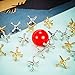 Gejoy 4 Set Vintage Metal Jacks and Ball Toys Kit Retro Jax Game Christmas Classic Board Games Include 40 Pieces Metallic Jacks and 4 Pieces Red Rubber Balls with Bag for Kids Adult Family Party Favor