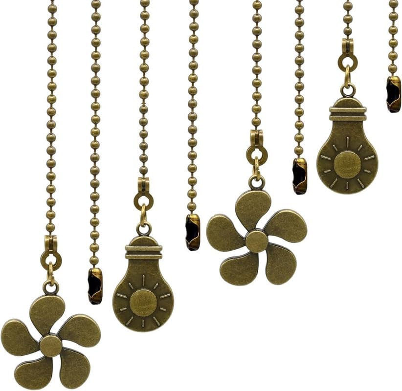4pack Pull Chains for Ceiling Fans and Lights, 12" Fans and Light Pattern Ceiling Fan Pull Chain Extender,Bronze