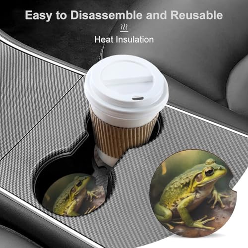 Portavasos para auto 2 unidades con diseño Frog on Stone miniatura 4