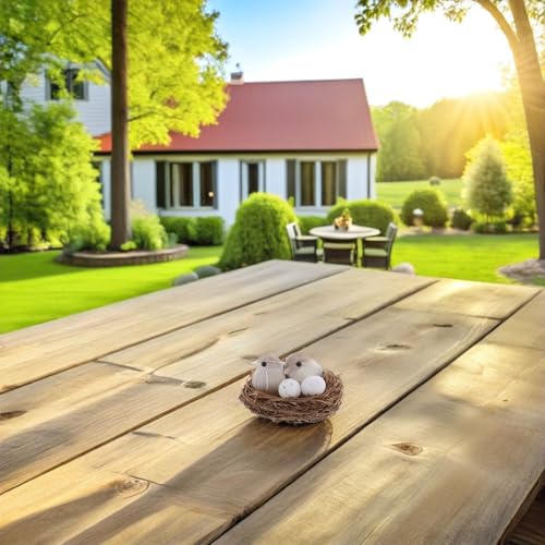 Pájaro artificial con huevos de aspecto realista y base para decoración 6