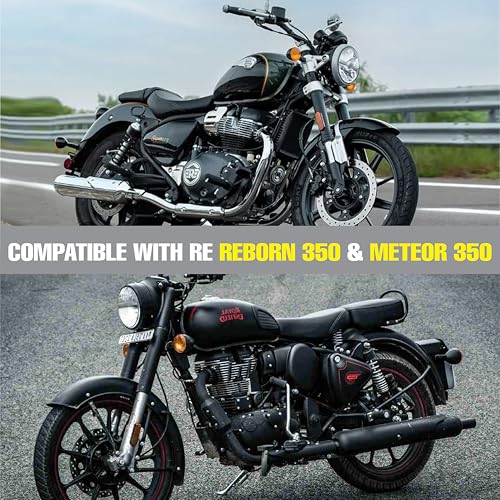 Image of OBEROI'S TRADERS Bike Silencer Bend Pipe Heat Shield Protector /Cover Guard Anti-Corrosion Black Coated Compatible with Royal Enfield Classic Reborn 350 & Meteor 350 (Silver)