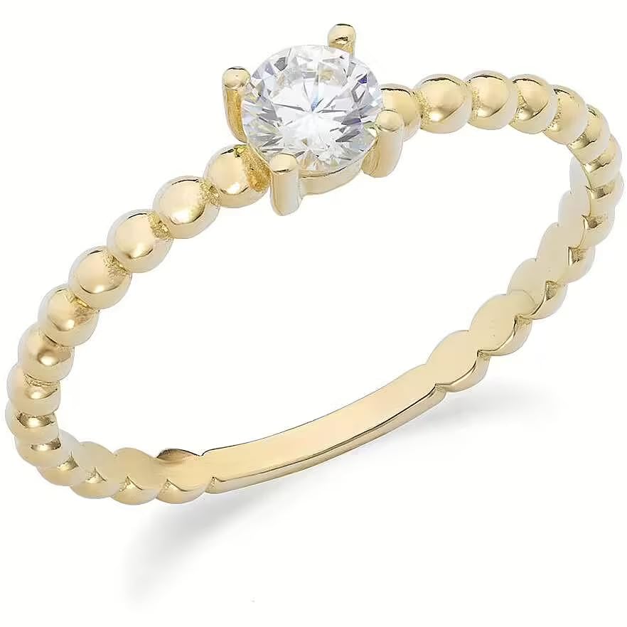 Bague or jaune 375 % femme Ambrosia NADIR, anneau or blanc zircons aigue-marine