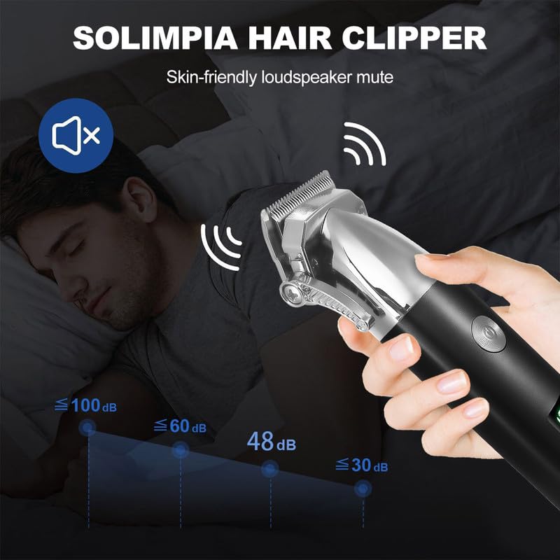 Image of SOLIMPIA HT-629 Professional Digital Display Cordless Hair Clipper with Dual Motor Electric Hair Cutter Kit Wireless Hair Grooming Trimmers Set, Li-ion Battery 1200mAh 180 minutes Runtime, Silver