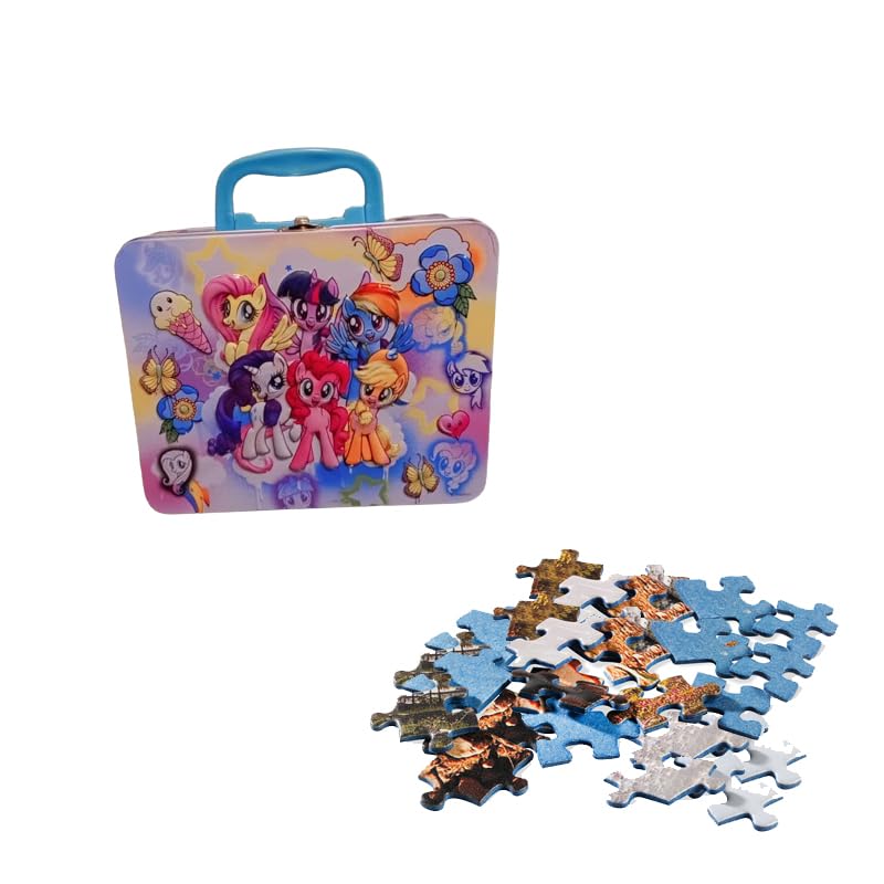 Abhinandan Decors 48 pc Jig Saw Puzzle Pieces Pack of 1 Suitcase Shape Storage Box Tin Metal Body Toys for Kids Birthday Return Gifts (Unicorn 48 pc)