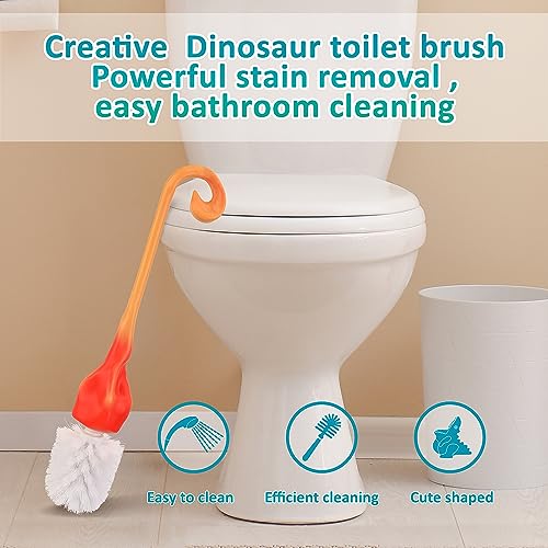 Image of Creative Dinosaur Toilet Brush, Toilet Bowl Brush and Holder, Flexible Toilet Bowl Brush Head, Bathroom DinosaurToilet Bowl Brush for Deeply Cleaning,Cute Bathroom Accessories (Green)