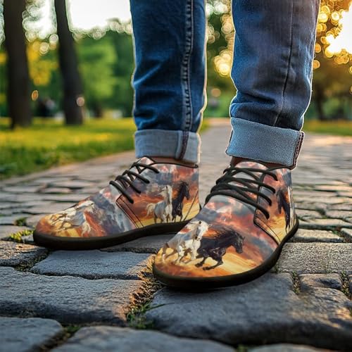 Chririnla Trail Running Sneakers Horse Wide Barefoot Shoes for Mens Anti Skid Minimalist Sneaker for Gym Sport Women's Classic Lace Up Trendy Leather Boots