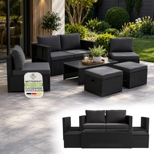 Juskys Polyrattan Gartenmöbel Set Salou - Outdoor Lounge...