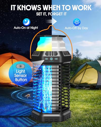 Image of Foldable Solar Bug Zapper Outdoor - Portable 4500V Mosquito Zapper with 12H Battery, USB & Solar Charging, IP66 Waterproof, Ideal for Camping, Patio, Backyard, Indoor & Outdoor Use