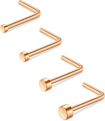 D.Bella L Shaped Nose Studs Surgical Steel Nose Ring 18G Nose Rings Studs for Wo