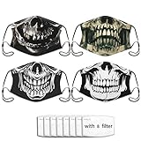 4 Pcs Scary Skull Face Mask Fashion Scarf Pocket Breathable Reusable Balaclavas For Men Women With 8...