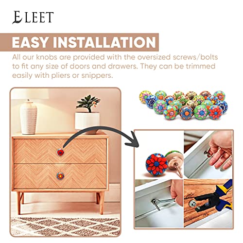 Eleet Assorted Ceramic Cabinet Knobs - Vintage Cabinet Cupboard Door & Drawer Pulls Chrome Hardware (Ceramic Knobs Set Of 20, Multicolor) #TOP6