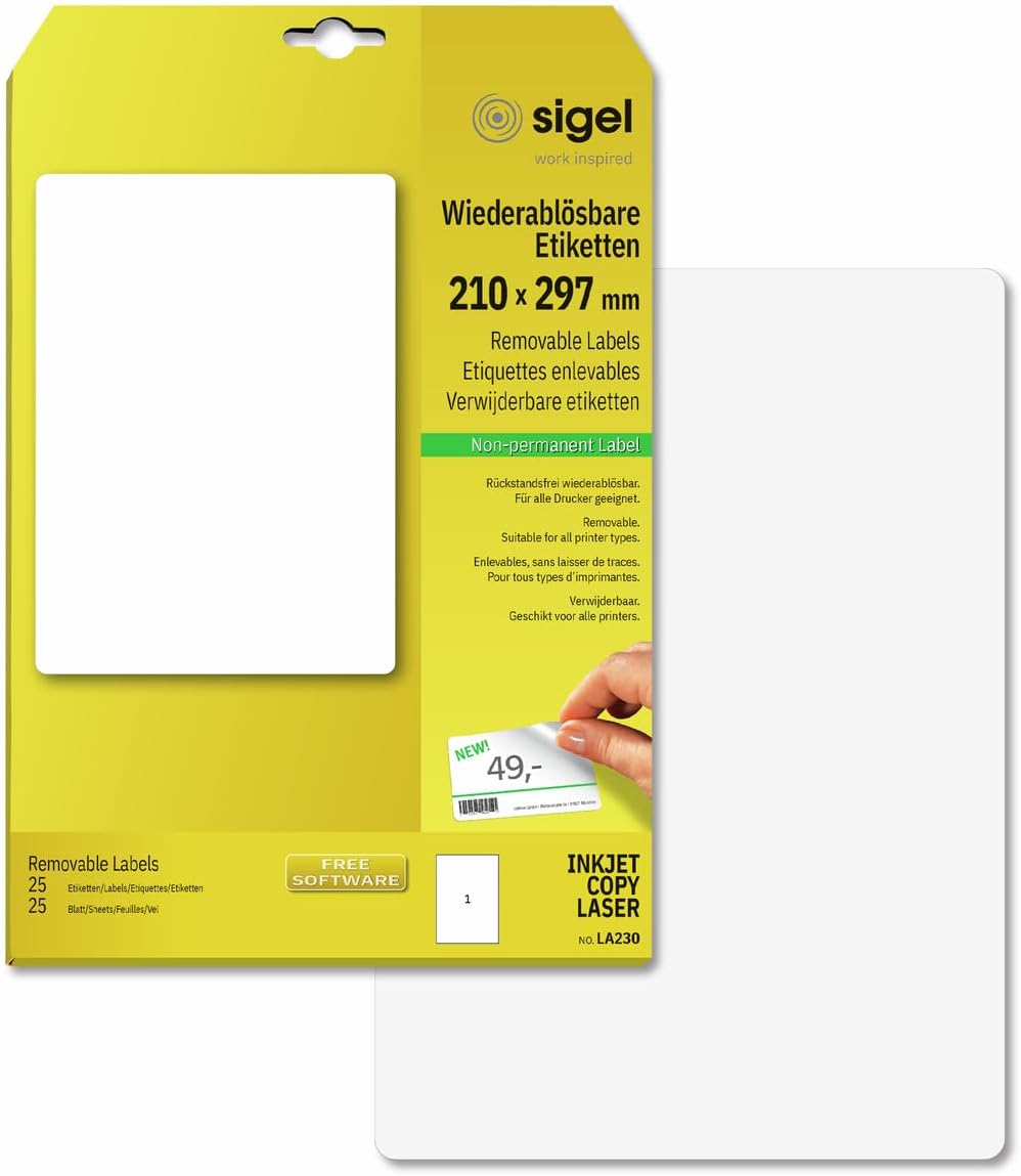 Sigel LA203 Removable Labels, 1.4 x 0.67 inches, White, 2000 Labels