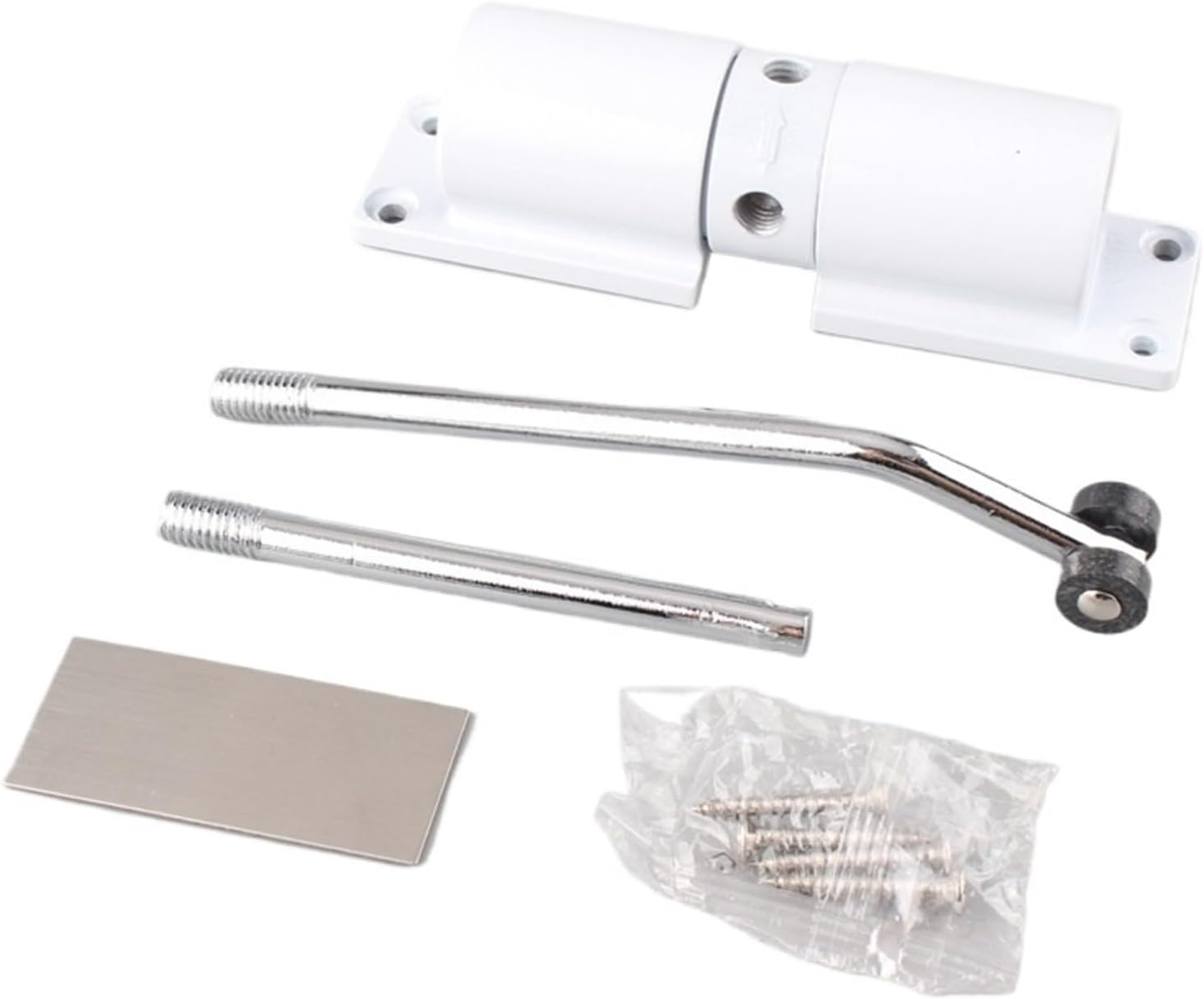 Surface Mounted Door Gate Closer Black Outdoor Spring Elastic Loaded Adjustable(White)