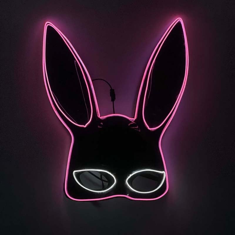 Masque de lapin fluorescent blanc et rose pour costume effrayant