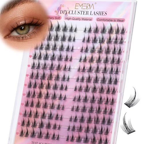 EMEDA Manga Lash Clusters, Pojedyncze rzęsy Wispy & Natural Cluster Lashes, 144 kępki rzęs, Kępki rzęs C Curl Anime, Miękkie cienkie paski sztucznych rzęs 10mm - 13mm Mix (Moonlight)
