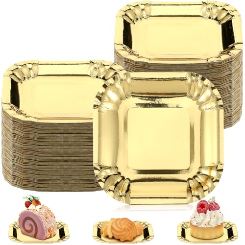Teecyhooo Gold Square Plates 4 Inch