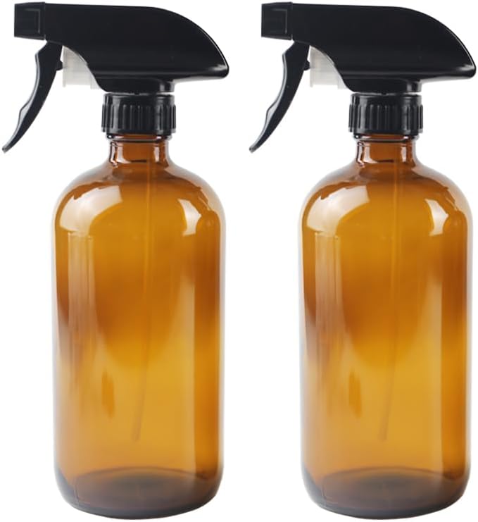 2Pack-16oz Amber Glass Spray Bottles with Cap Empty Refillable for Essential Oils, Cleaning or Aromatherapy-Fine Mist/Stream Setting image 2