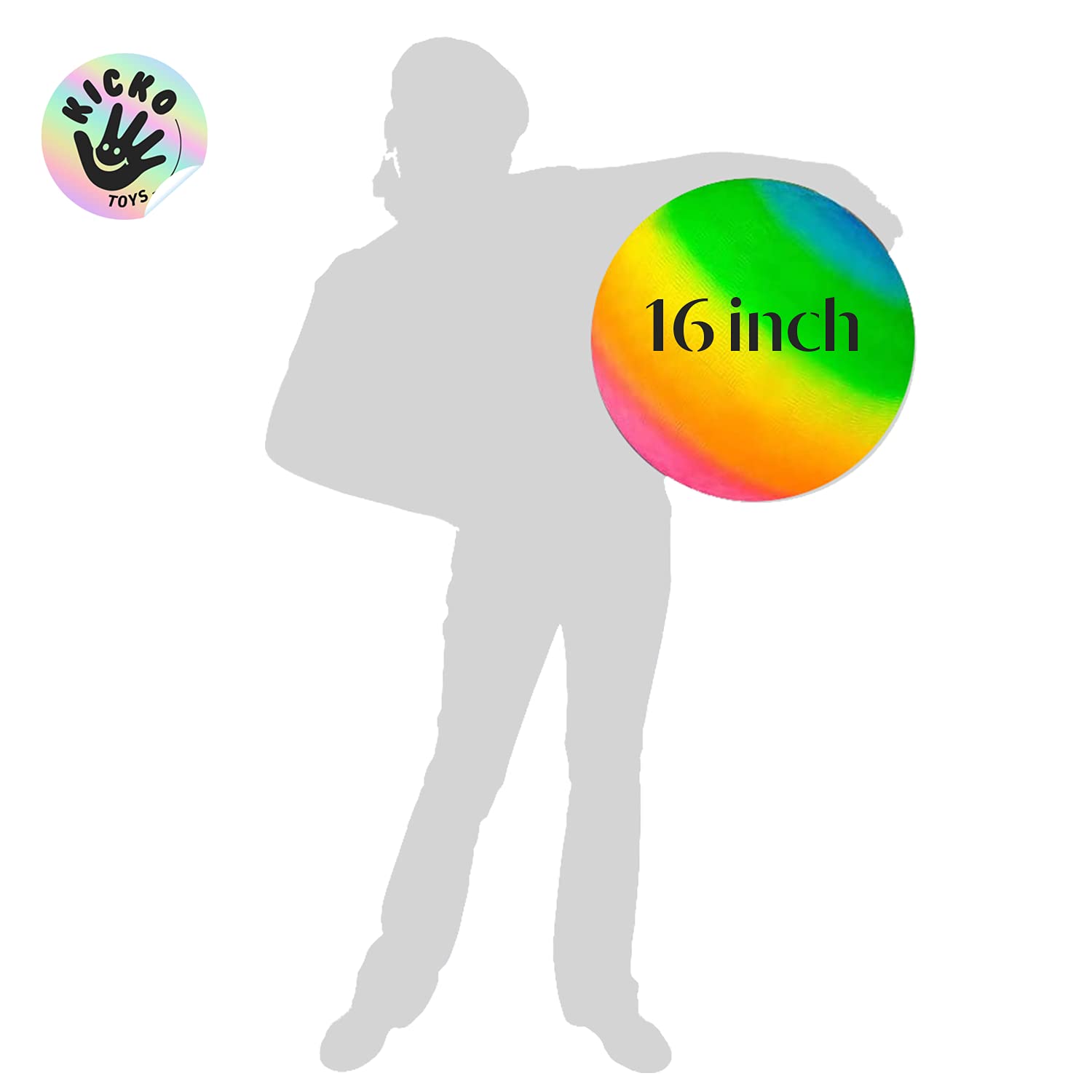 Kicko Rainbow Playground Ball 16 Inch Neon Colored Giant Play Bouncer