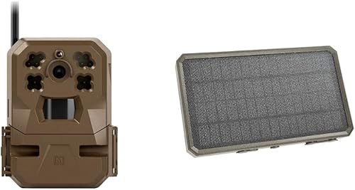 Moultrie Mobile Edge - Cámara de rastreo celular con panel solar, conexión automática, cobertura nacional, video de 720p con audio, memoria