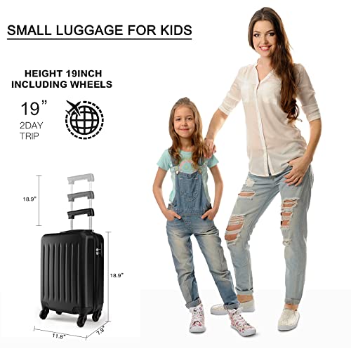 Kono Carry On Suitcase 19 Inch Hardside Carry On Luggage Small Suitcase With Spinner Wheels Lightweight Rolling Cabin Suitcase For Airplanes Travel(Black) #TOP1