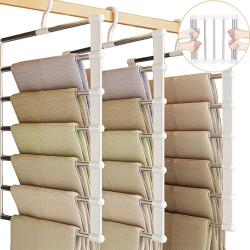 Tchsrim 3 Pezzi Grucce Pantaloni Salvaspazio,Appendi Pantaloni da Armadio,Porta Pantaloni per Armadio per Organizzare Armadi, Pantaloni per Donne e Uomini,Jeans,Reggiseni,Sciarpe e Cravatte