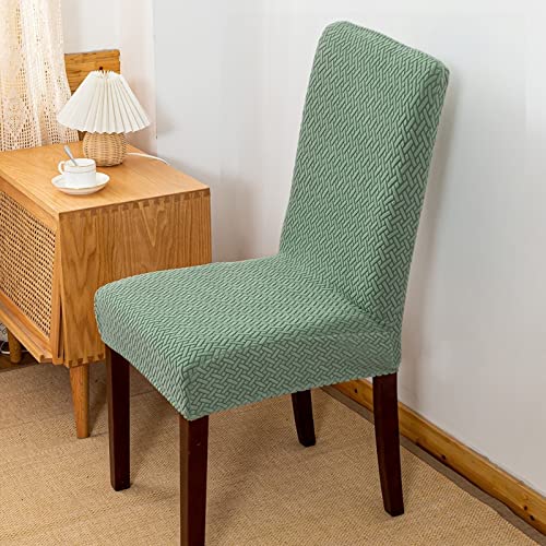 Daesar Chair Cover Living Room, Stretch Dining Chair Slipcovers 6 Piece Removable Washable Dining Chair Cover Christmas Solid Color T Shape Pattern Polyester Chair Covers Light Green #TOP3
