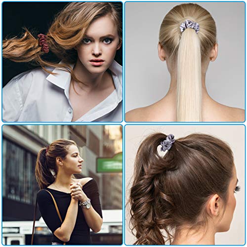 KINMINGZHU, 12 Pieces Silk Hair Scrunchies Silk Hair Tie Elastic Ponytail Holders for Women Girls Hair Accessories-002 - Thumbnail 5