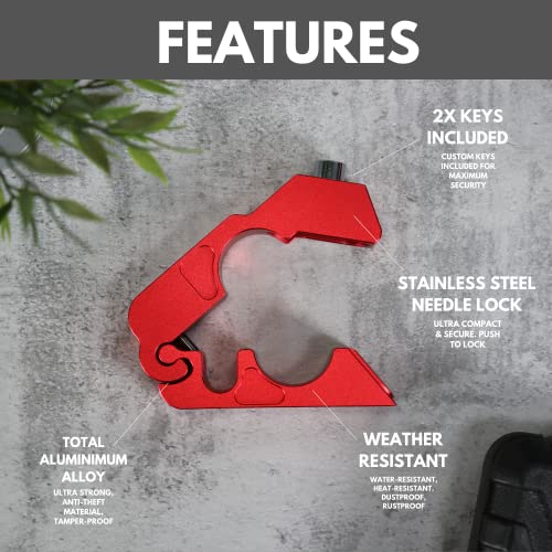 Monster Fairings Red Motorcycle Locks Heavy Duty Anti Theft Adjustable Bike Handlebar Lock For Protection #TOP4