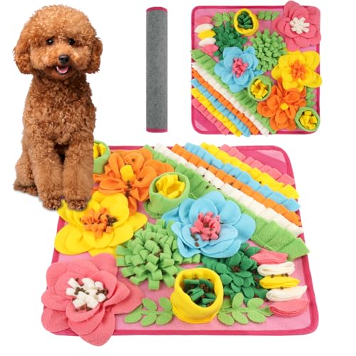 OSDUE Schnüffelteppich Hund, Futterschnüffel-Futtermatte, Hunde-Schnüffelmatte, Welpen-Trainingsmatte, Schnüffelspielzeug Interaktive Hundespielzeug, Hunde Spielteppich für Alle Hunderassen, 39 x 39CM
