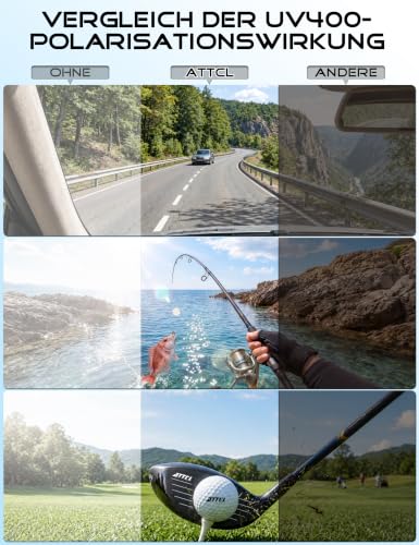 Image of ATTCL Polarized Sunglasses Men for Fishing: UV Protection Lightweight TR90 Sports Wrap Sun Glasses Driving Golf Running