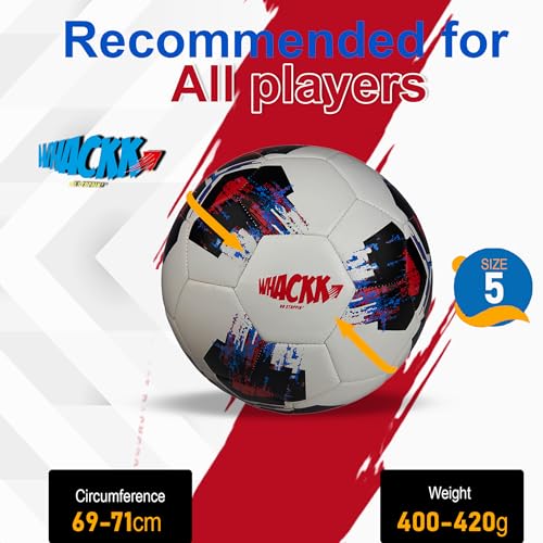 Image of WHACKK Zico HT-PU Football Size 5 Soccerball Hand Stitched for Practice & Training - Original PVC Waterproof. 3 Layered Ideal Sports Ball for All Ages on Ground, Grass and Turf