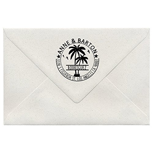 Customized Stamp Online Summer Holiday Seaside Topic Coconut Palm Tree Flying Birds Design Custom Return Address Stamp, Wedding Flash Stamp For Monogram Christmas Housewarming Present #TOP4