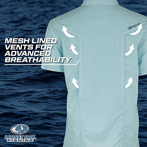 Mossy Oak Men's Short Long Sleeve Performance Tech Fishing Shirt, Soothing Sea, Large #TOP3