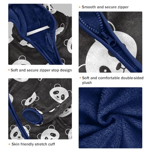 CHIFIGNO Black White Panda Faces Boy Thick Soft Sweatshirt Jacket with Polar Fleece Lining 3T3