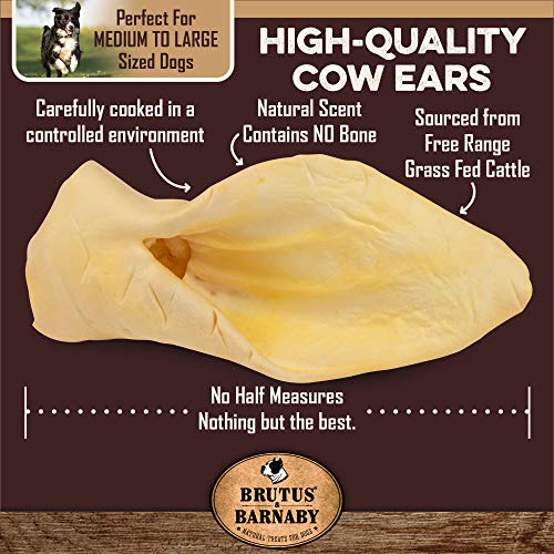 Premium Cow Ears For Dogs, Thick Cut & All-Natural Whole Ears, 100% Grass Fed Beef, No Additives Or Hormones, Safe Rawhide Alternative, Great Dog Treat Alternative To Pig Ears, Bully Sticks, Dog Bones #TOP4