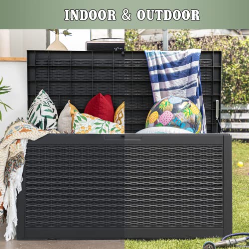 Devoko 100 Gallon Waterproof Large Resin Deck Box Indoor Outdoor Lockable Storage Container For Patio Furniture Cushions, Toys And Garden Tools (100 Gallon, Black) #TOP7