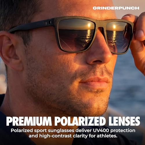 Image of grinderPUNCH Polarized Sunglasses for Men and Women Lightweight TR90 Frame UV400 Protection Square Sun Glasses