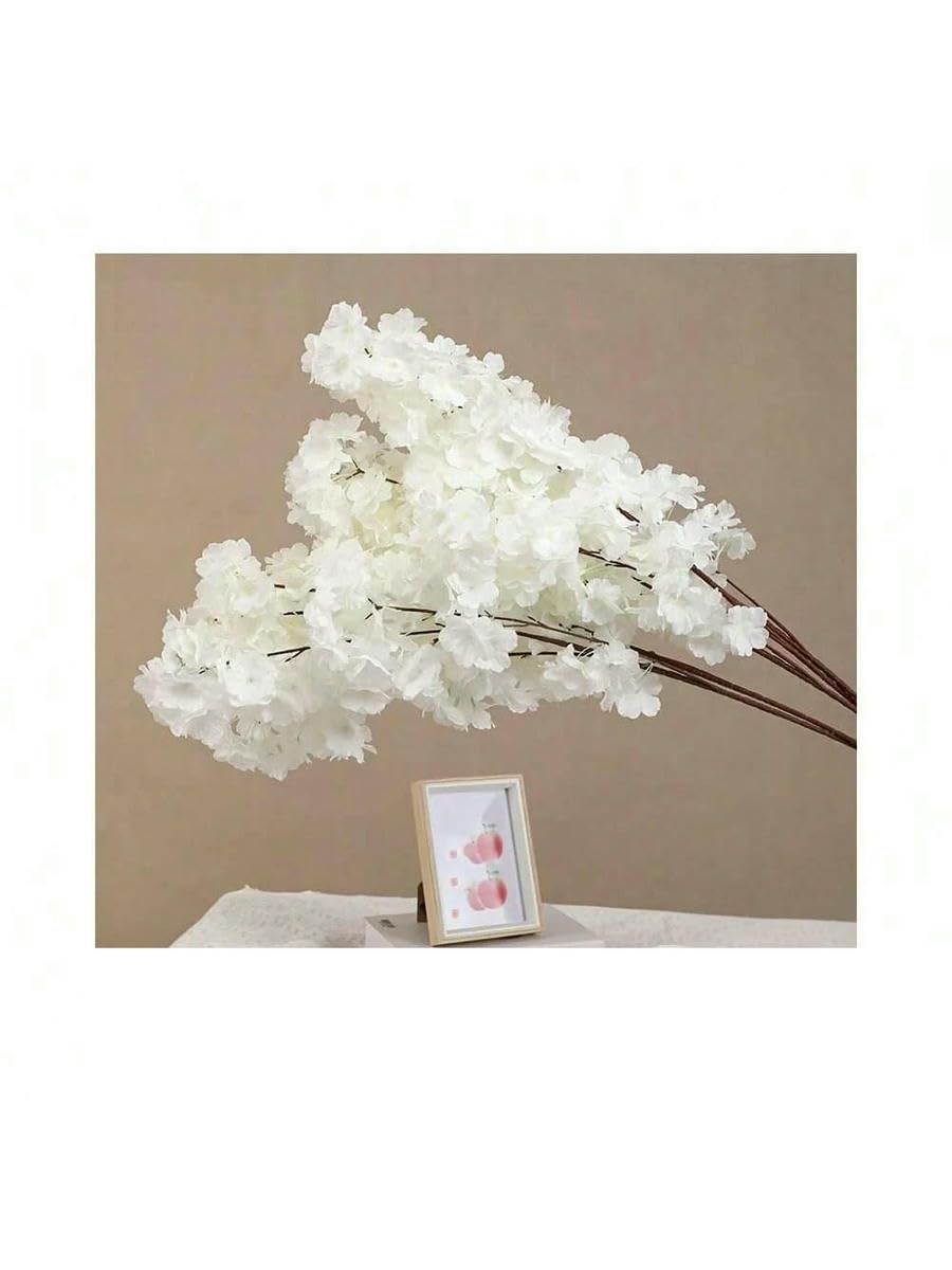 AYHTUD 1pcs artificial 3-pronged encrypted cherry blossom branches, wedding arches, artificial flower decorations, indoor scenery-white