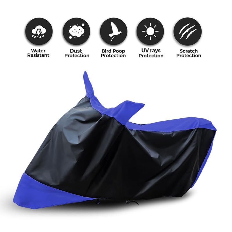 Image of Waterproof Scooty Cover for KOMAKI X ONE with Mirror Pockets (for All KOMAKI SCOOTY Old and NEW Models) Heavy-Duty Belt & Buckle Lock Triple Stitching All Weather Protection