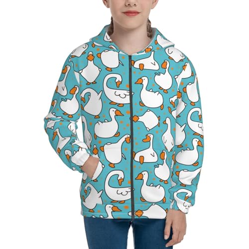 Cartoon Funny Goose Kids Pullover Hoodies Boys Zip Up Sweatshirts Girls Athletic Clothes with Pocket3