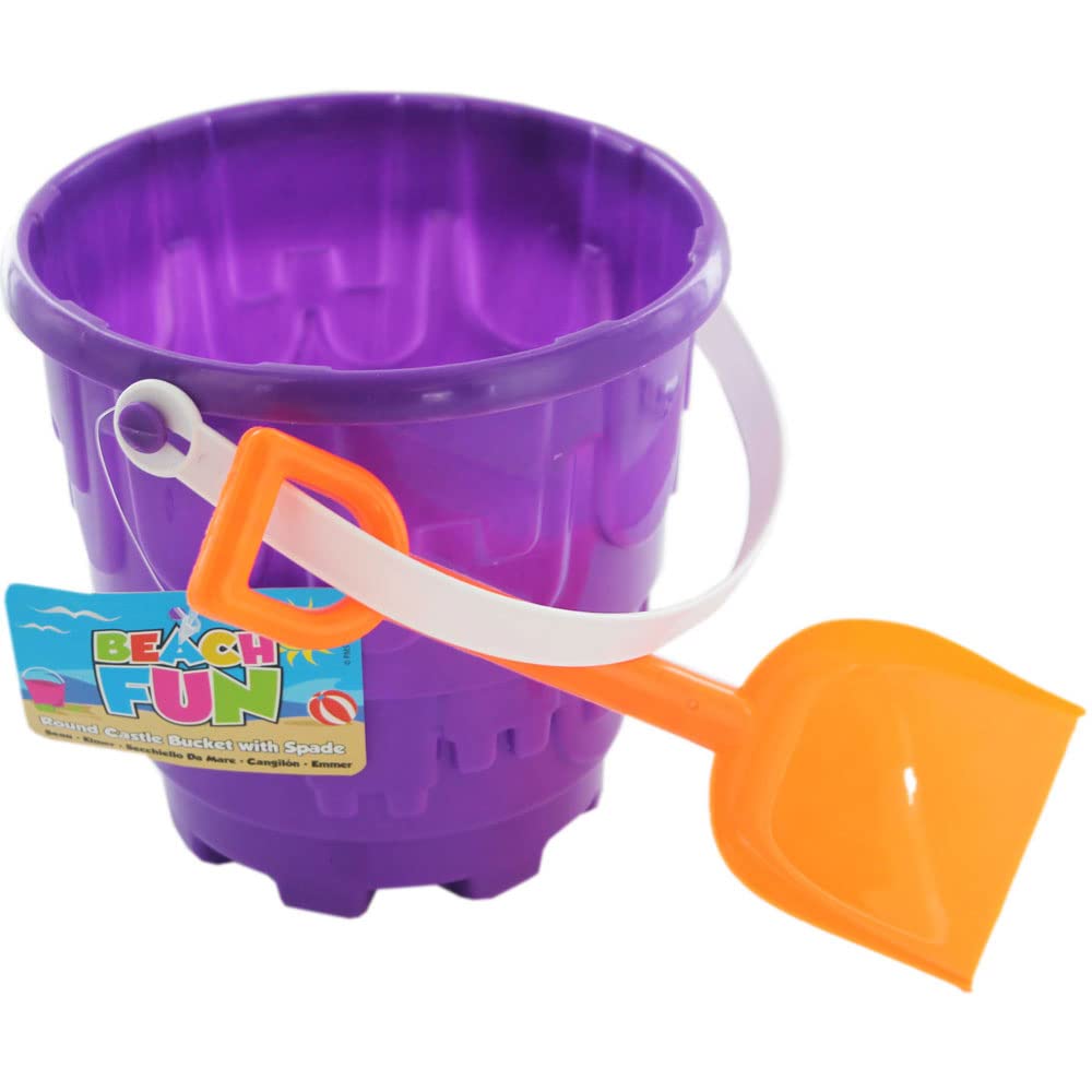Beach Fun PMS 5.5" x 5.75" ROUND CASTLE BUCKET W/SPADE + HANGTAG